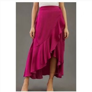 Anthropologie wrap skirt by Maeve in Fuschia - worn once! Size Small